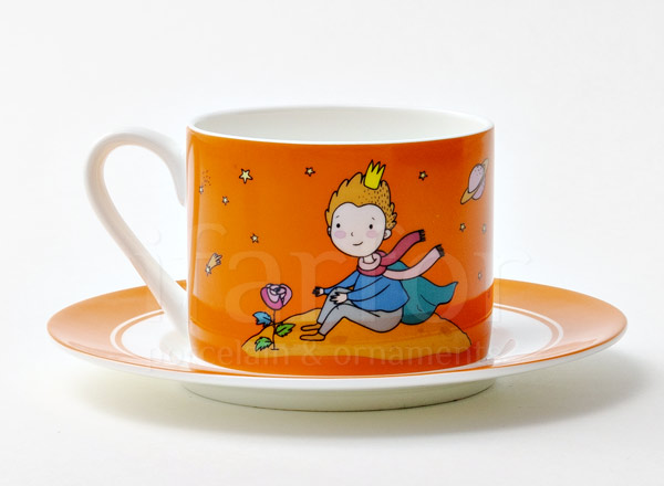 Cup and saucer tea Little Prince. Orange Prima