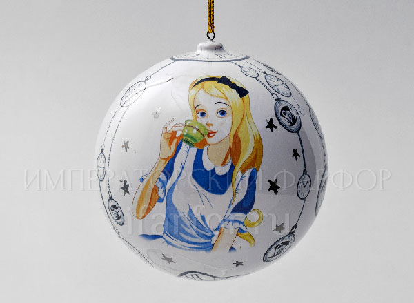 Christmas tree toy Ball medium smooth Alice in Wonderland 1