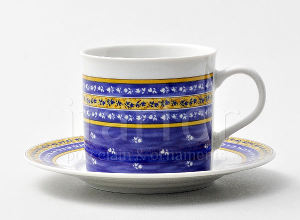 Cup and saucer tea Blue and yellow stripes CAIRO