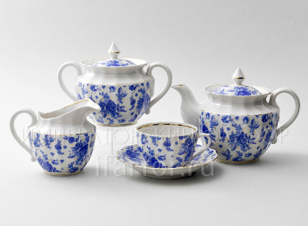 Tea Set Aster blue 6/15 Empire