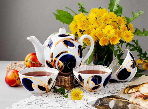 Tea set with bowls Cobalt apples 6/7 Collection