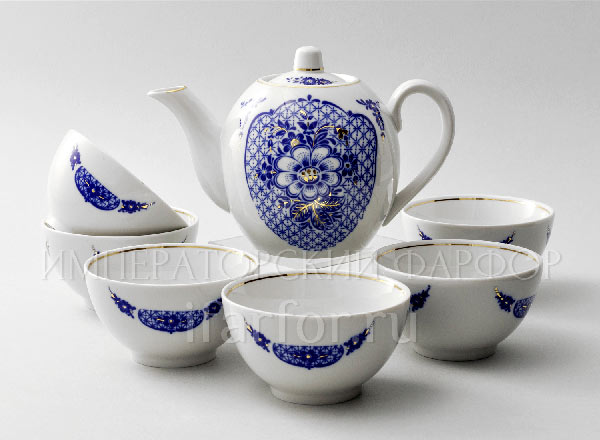 Tea set with bowls Cobalt with gold 6/7 Collection