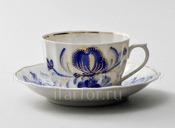 Cup and saucer tea Blue magnolia Empire