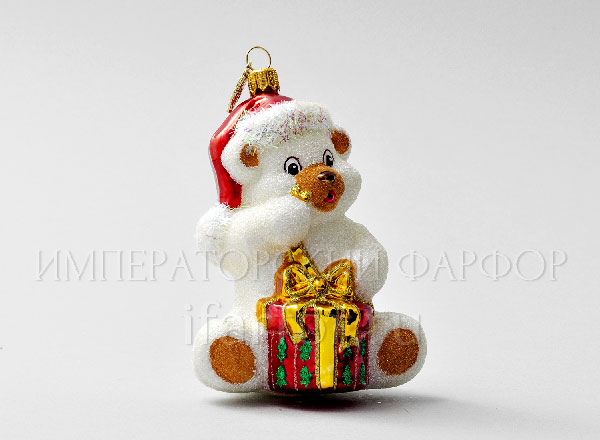 Christmas tree toy in a gift box 210х130мм Teddy bear.Teddy bear with present