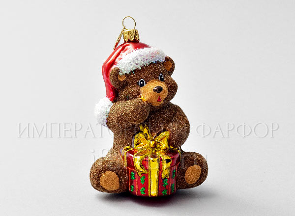 Christmas tree toy in a gift box 210х130мм Teddy bear.Teddy bear with present