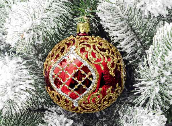 Christmas tree toy Ball Comtesse Red shiny