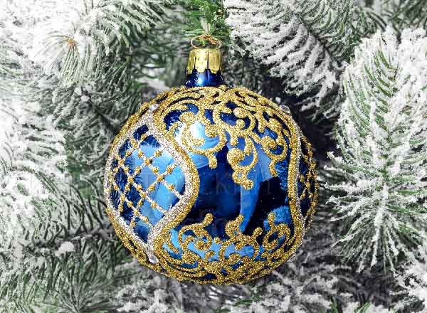 Christmas tree toy Ball Comtesse Turquoise shiny