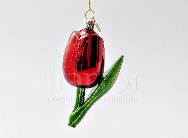 Christmas tree toy Tulip Red with a leaf