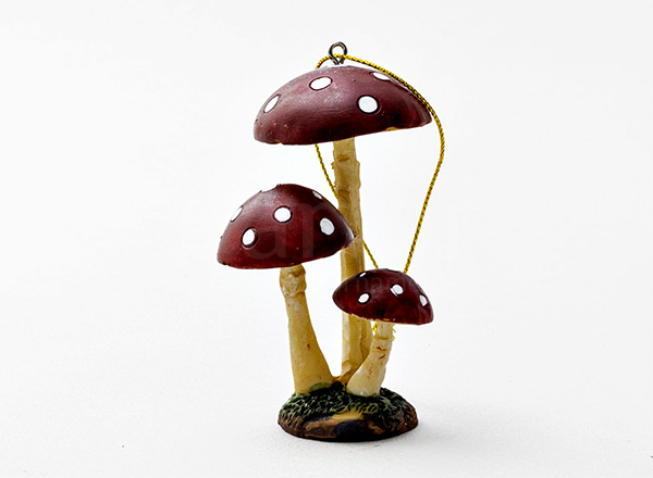 Christmas tree toy Mushrooms. Three fly agaric