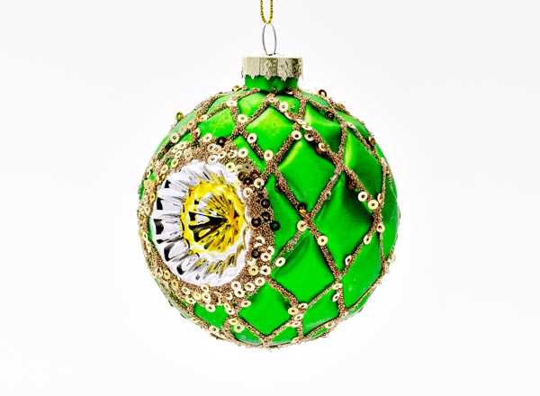 Christmas tree toy Reflector ball Mesh gold green