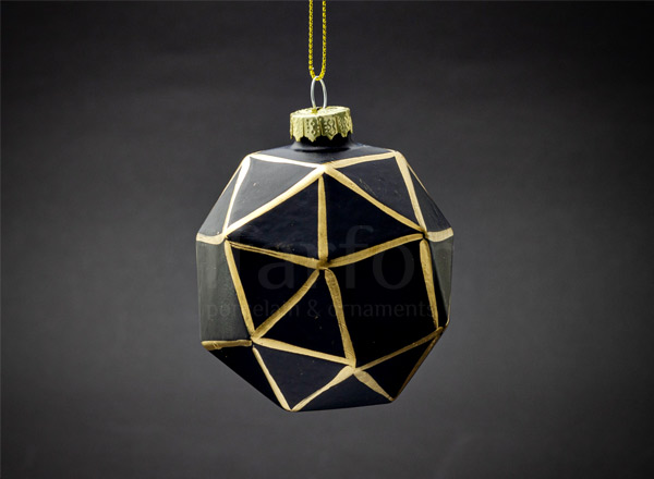 Christmas tree toy Christmas ball Polyhedron black with gold 1