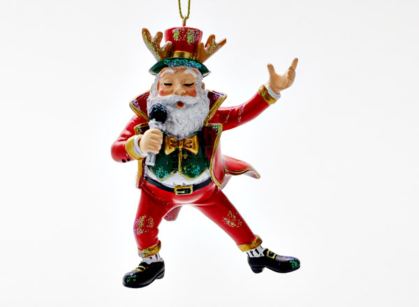 Christmas tree toy Santa Claus with a microphone