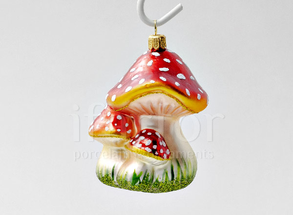 Christmas tree toy Mushrooms. Three fly agaric