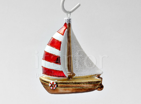 Christmas tree toy Sailboat striped red