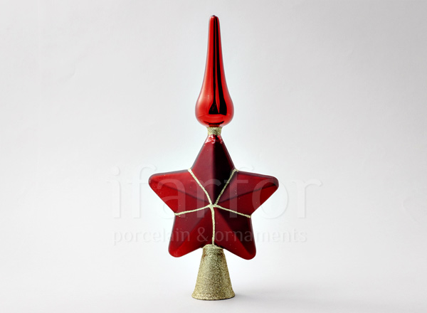 Christmas tree toy Christmas tree top Star with a lance. Red