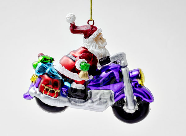 Christmas tree toy Santa Claus by motorcycle