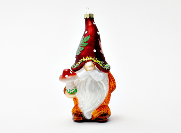 Christmas tree toy Garden gnome with mushroom