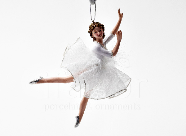 Christmas tree toy Ballerina in a silver and white dress 3