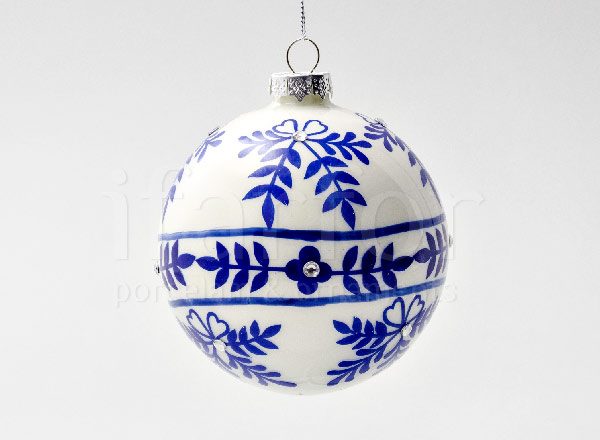 Christmas tree toy Christmas ball White with blue ornaments