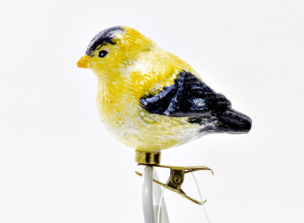 Christmas tree toy Canary on a clothespin