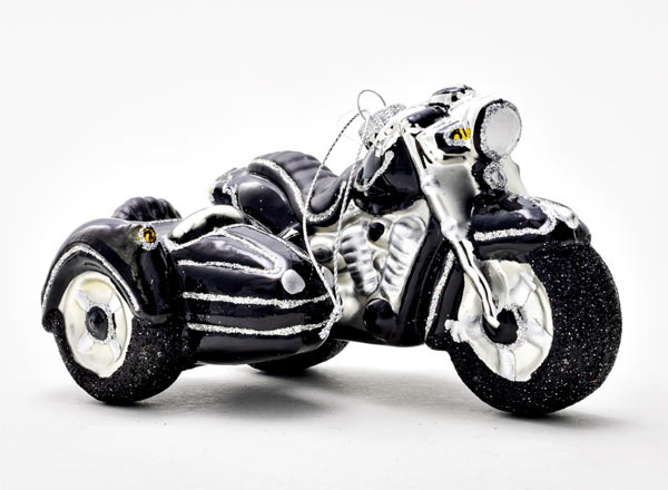 Елочная игрушка Мотоцикл с коляской