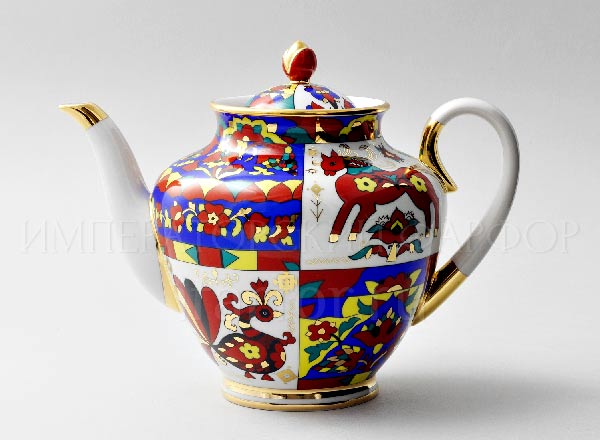 Teapot tea urn (diluting teapot) Folk patterns Spring