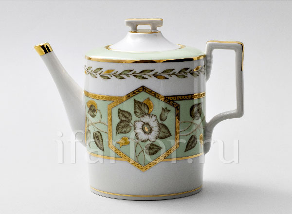 Teapot brewing Nephrite background Armorial