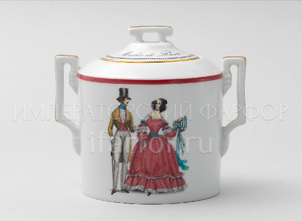 Sugar bowl in a gift box Modes de Paris (terracotta) Armorial