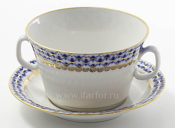 Cup and saucer for broth Cobalt net Youth
