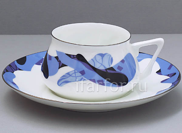 Cup and saucer Caramel (blue) Bilibin-1