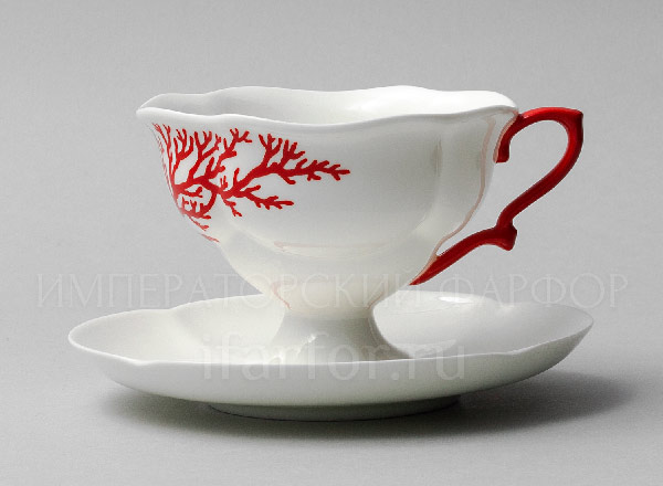 Cup and saucer tea Coral Natasha