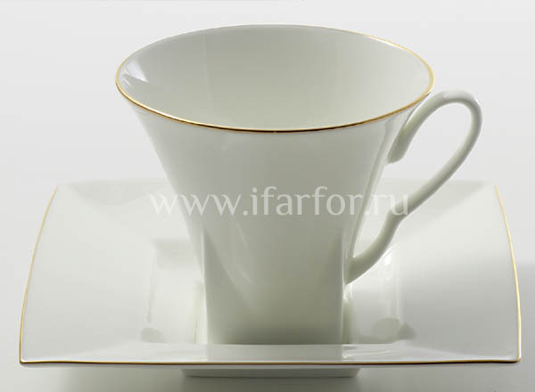 Cup and saucer tea Gold ribbon Petropolis