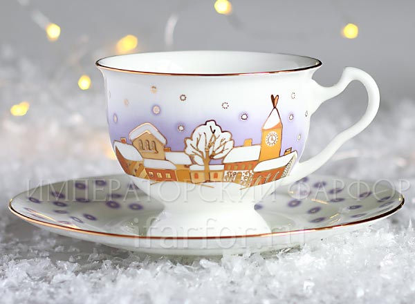 Cup and saucer tea Snowfall Isadora