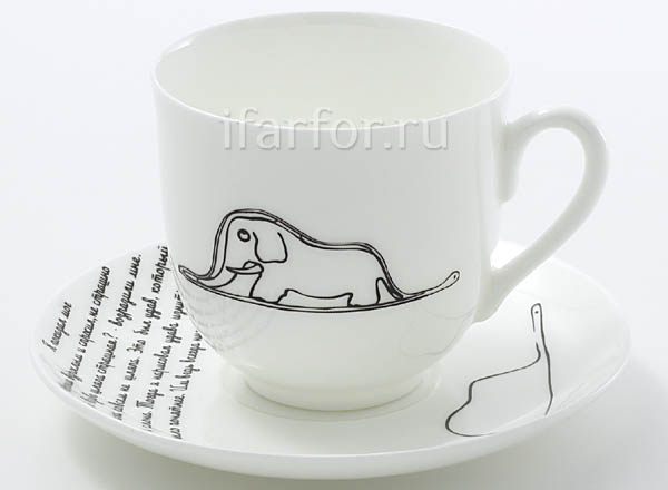 Cup and saucer in a gift box Elephant. A little prince Lily of the valley-1