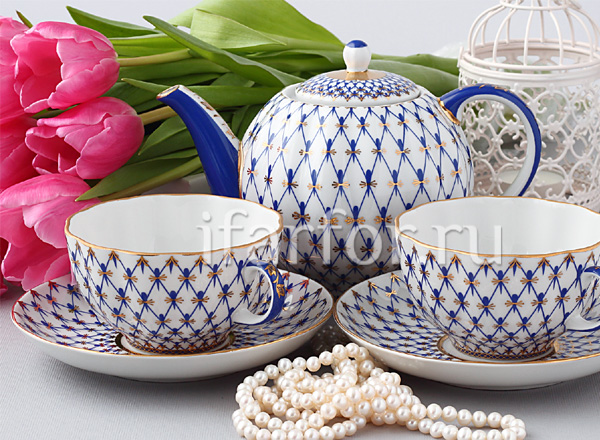 Tea Set Cobalt net Modern 6/13 Tulip