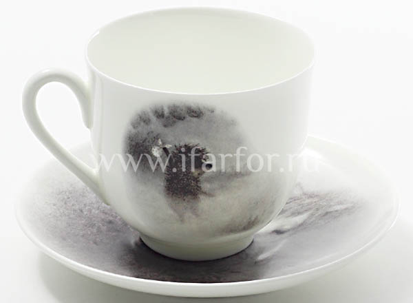 Cup and saucer in a gift box Horse. Hedgehog in the fog Lily of the valley