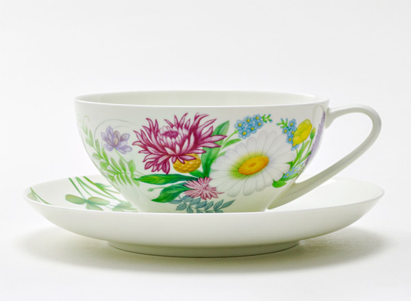 Cup and saucer tea Wildflowers 2 Domed
