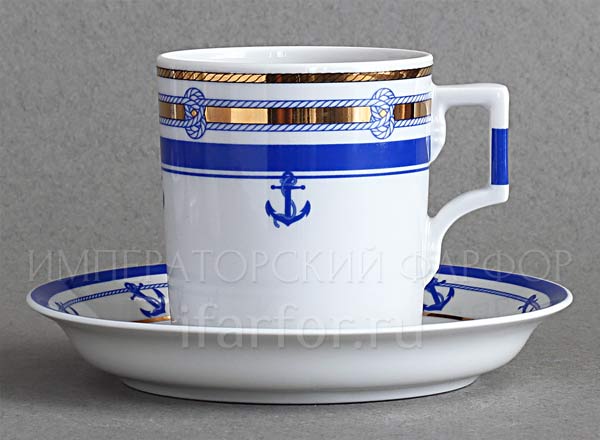 Cup and saucer tea White Sea 2 Armorial