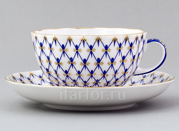 Cup and saucer tea Cobalt net Modern Tulip