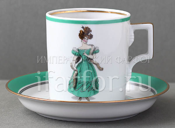 Cup and saucer in a gift box Modes de Paris 1830 Armorial