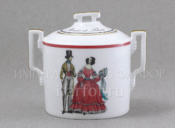 Sugar bowl in a gift box Modes de Paris (terracotta) Armorial