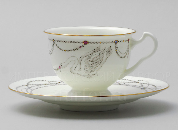 Чашка с блюдцем чайная Волшебное лебединое озеро 2 Айседора