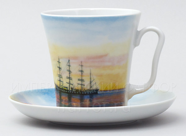 Mug and saucer in a gift box Barque Leningrad 2