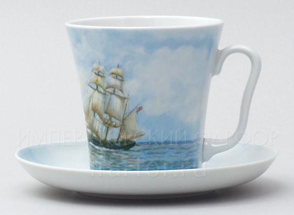 Mug and saucer in a gift box Brig Leningrad 2