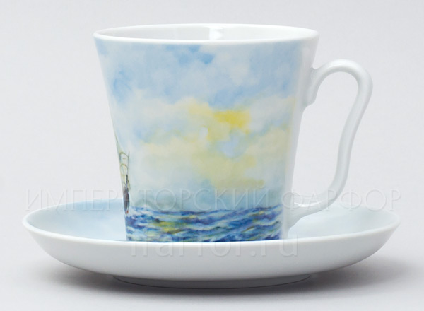 Mug and saucer in a gift box Frigate Leningrad 2