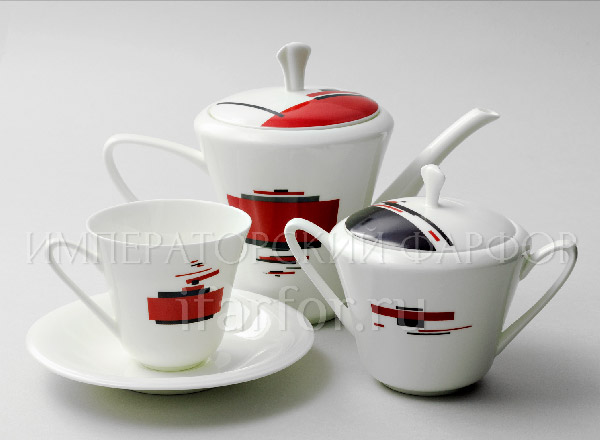 Tea Set Red and black 6/14 Garden