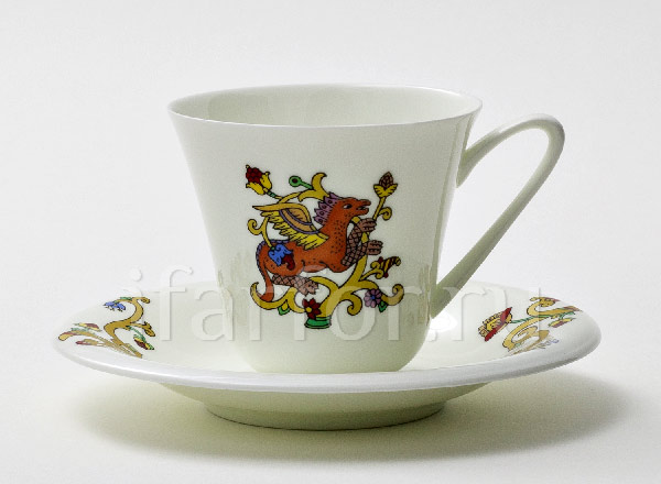 Cup and saucer tea Russian tales. The Dragon Garden