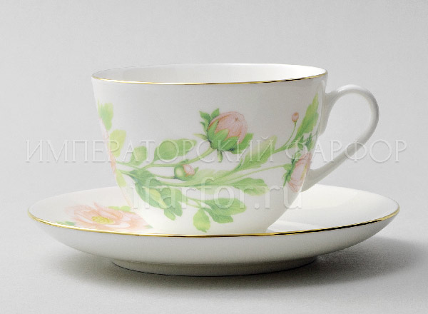 Cup and saucer tea Delicate peony (green) Spring-2