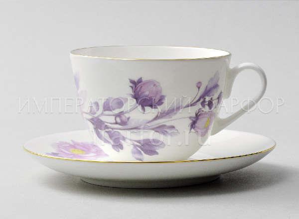 Cup and saucer tea Delicate peony (lilac) Spring-2